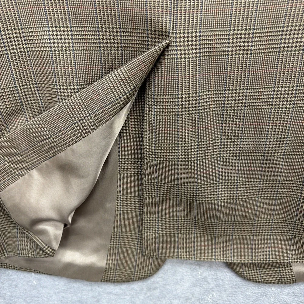 Tommy Hilfiger Blazer Mens 40‎ Brown Glen Plaid Silk Wool Sport Coat Suit Jacket